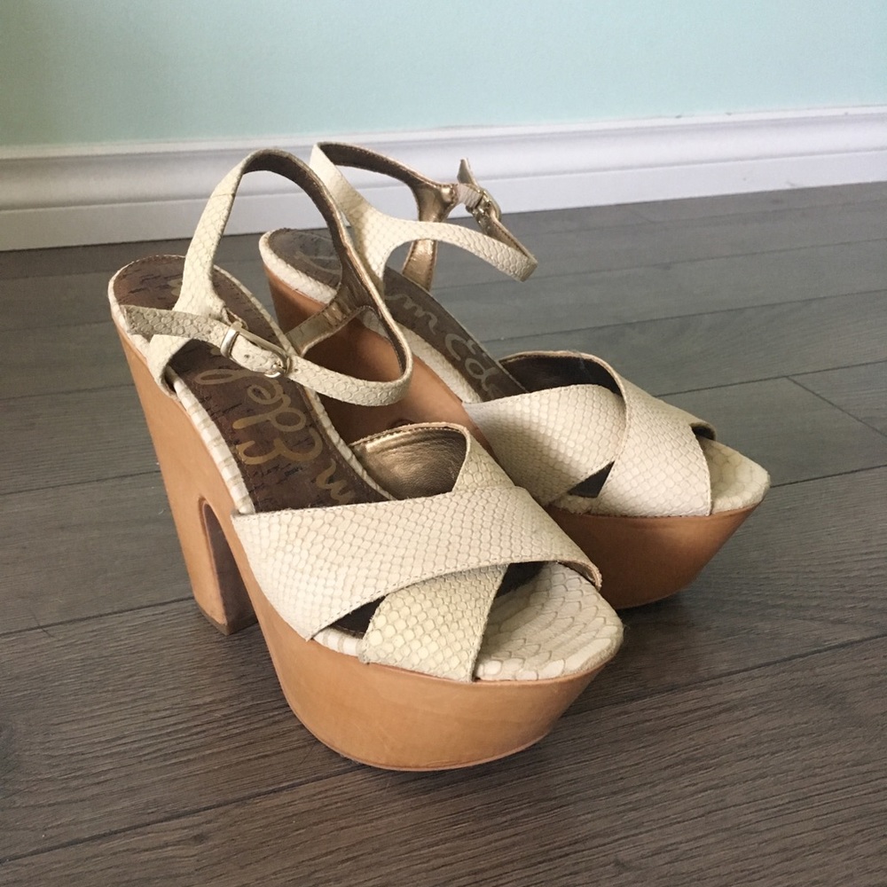 Brand New Sam Edelman White Snakeskin Heels